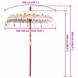 Balinese Parasol Cream 190 x 190 x 260 cm Cotton and Wood 42006454