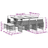 11 Piece Garden Dining Set with Cushions Grey Poly Rattan 3210788