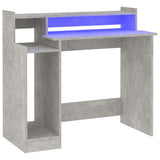 Desk with LED Lights Concrete grey 97x45x90 cm Engineered Wood 805556