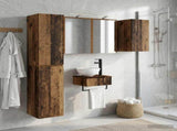 Bathroom Furniture Set 5 pcs Old Wood Engineered Wood and Glass 3407253