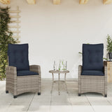 Reclining Garden Chairs 2 pcs with Cushions Grey Poly Rattan 365223