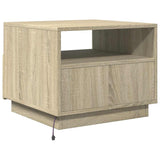 Coffee Table with LED Lights Sonoma Oak 50x49x40 cm 839828