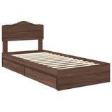 Storage Bed with Drawer Brown Oak 90 x 200 cm Engineered Wood 3413137