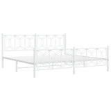 Metal Bed Frame without Mattress with Footboard White 193x203cm 376201