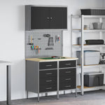 Work Bench with Drawer 5 pcs Black 100 x 55 x 200 cm Steel 3321420