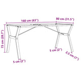 ZNTS Dining Table Legs Y-Frame 160x80x73 cm Steel 357936