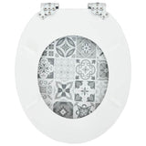 Soft-Close Toilet Seat Blue and White Porcelain 44 x 38 cm 42027183