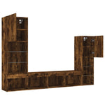 4 Piece TV Wall Units with LED Smoked Oak Engineered Wood 3216658
