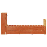 ZNTS Bookcase Bed without Mattress Wax Brown 75x190 cm Small Single Solid Wood Pine 3308947