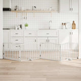 Dog Gate with Door Foldable 4 Panels White 320 cm Poplar Wood 352217
