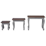 Nesting Table Set 3 Pieces Solid Mahogany Wood 244505