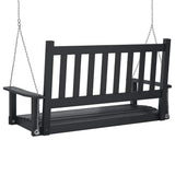 Garden Swing Bench with Metal Chains Black Solid Wood Fir 4008978