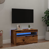 TV Cabinet with LED Lights Old Wood 75x35x40 cm Engineered Wood 856315