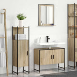 Bathroom Furniture Set with Shelf 3 pcs Brown Engineered wood 3345146