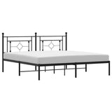 Metal Bed Frame without Mattress with Headboard Black 183x213cm 374344