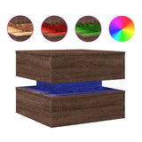 Coffee Table with LED Lights Brown Oak 50x50x40 cm 839860