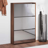 Shoe Cabinet with Mirror 3-Layer Brown Oak 63x17x102.5 cm 342640