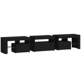 TV Cabinet with LED Lights Black 200x36.5x40 cm 3152811