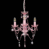Chandelier with Beads Pink Round 3 x E14 281598