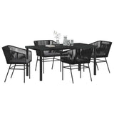 Garden Dining Set with Cushion 5 pcs Black Powder-Coated Steel 3380921