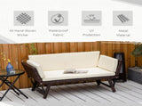 2-Seater 2-in-1 Rattan Convertible Sofa Daybed Brown T3398P320157