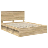 Bed Frame Sonoma Oak 150 x 200 cm Solid Pine Wood 3410994