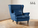 Modern Accent Chair with High Backrest and Pillow, Velvet-Feel Fabric Reading Chair with Solid Wood T3398P548097