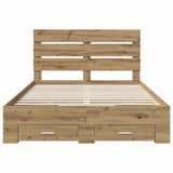 Bed Frame with Drawer Artisan Oak 140 x 190 cm Engineered Wood 3411979