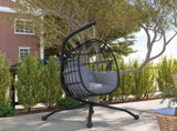 Hanging Egg Chair Outdoor Indoor Swing Chair with Folding Basket and Thickened Cushion, T3398P314152