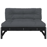 Middle Sofa Black 120x80 cm Solid Wood Pine 825734