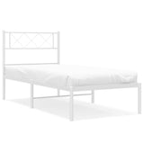 Metal Bed Frame without Mattress with Headboard White 80x200cm 372317