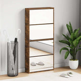 Shoe Cabinet with Mirror 4-Layer Smoked Oak 63x17x134 cm 3228277