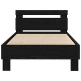 Bed Frame with LED Black Oak 100 x 200 cm Engineered Wood 863639