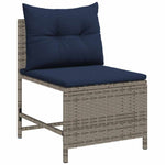 Garden Sofa Set 6 pcs Grey and navy blue Poly Rattan 4104706