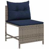 Garden Sofa Set 6 pcs Grey and navy blue Poly Rattan 4104706