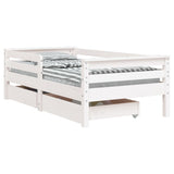 Kids Bed Frame with Drawers White 70x140 cm Solid Wood Pine 834442