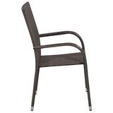 Dining Set Brown Solid Acacia wood, PE Rattan, Powder-Coated Steel 3067877
