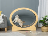 30" Wooden Cat Running Wheel with Brake, Natural Wood Finish T3398P551623