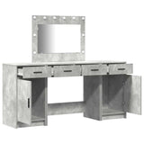 Dressing Table with Mirror Lights 3 pcs Grey Engineered Wood 3334248