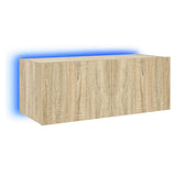 TV Wall Cabinet with LED Lights Sonoma Oak 80x35x31 cm 837285