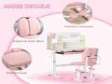 Kids Desk and Chair Set, with Storage Shelves, Washable Cover, for Ages 3-12 Years - Pink T3398P347715