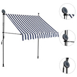 Manual Retractable Awning with LED 200 cm Blue and White 145843