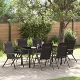 Garden Dining Set 7 pcs Black Coffee Powder-Coated Steel 3379272