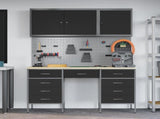 Work Cabinet 8 pcs Black and Grey Engineered Wood and Steel 3321458