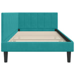Corner Bed Frame with Headboard Turquoise 90 x 200 cm Velvet 42016356