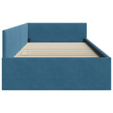 Corner Bed Frame with Headboard Blue 90 cm x 190 cm Velvet 42016070