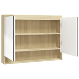 Bathroom Mirror Cabinet 80x15x60 cm MDF White and Oak 331537