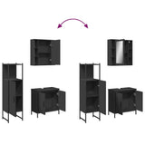 3 Piece Bathroom Cabinet Set Black Engineered Wood 3214760
