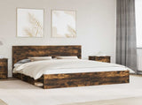 Bed Frame Smoked Oak 200 x 200 cm Engineered Wood 3410052