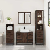 ZNTS 4 Piece Bathroom Furniture Set Brown Oak Engineered Wood 3301264